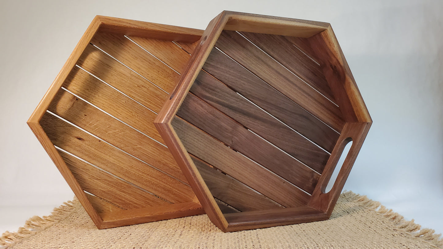 Walnut Wood Serving Tray with Integrated Handles