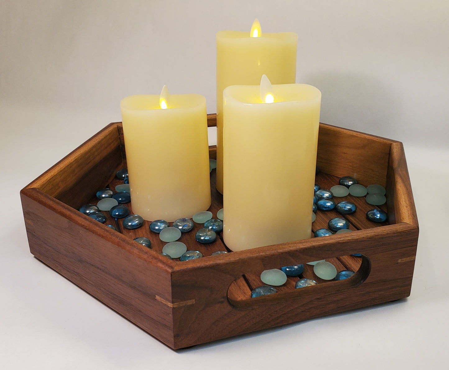 Walnut Wood Serving Tray with Integrated Handles