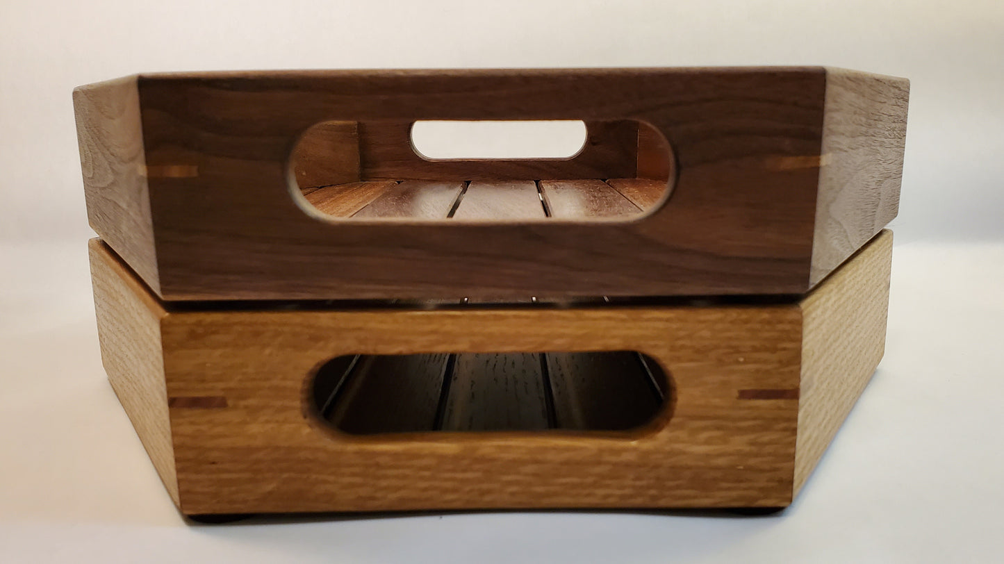 Walnut Wood Serving Tray with Integrated Handles