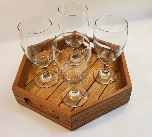 Oak Wood Serving Tray with Integrated Handles