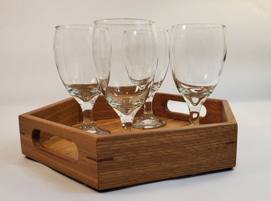 Oak Wood Serving Tray with Integrated Handles