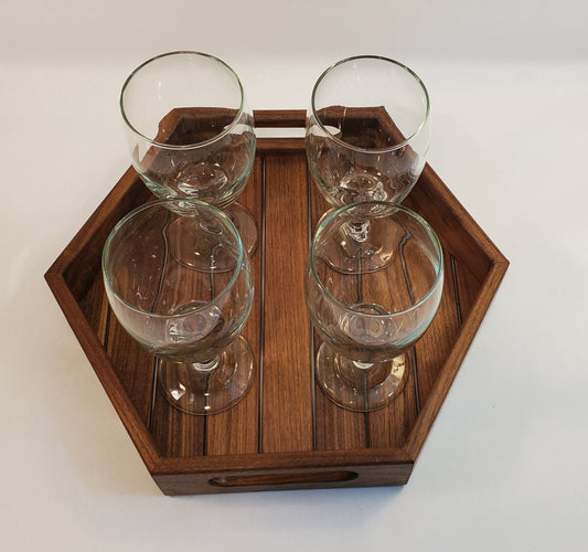 Walnut Wood Serving Tray with Integrated Handles