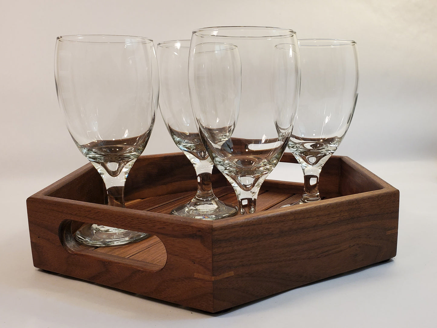 Walnut Wood Serving Tray with Integrated Handles